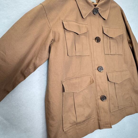 ASOS Oversized Utility Warm Caramel Cotton Jacket Sz 6 ScandiStyle StreetStyle - Picture 4 of 7